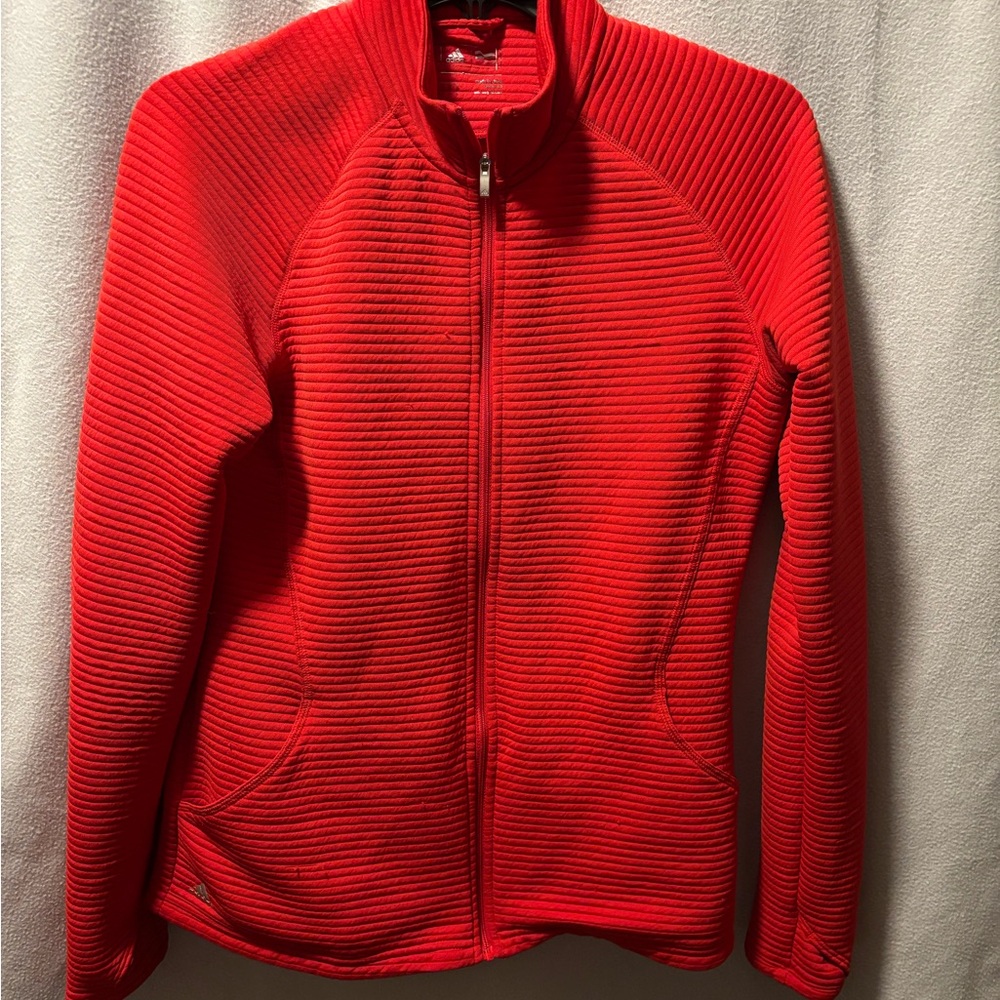 adidas Women's Ribbed redFull-Zip Bomber Jacket